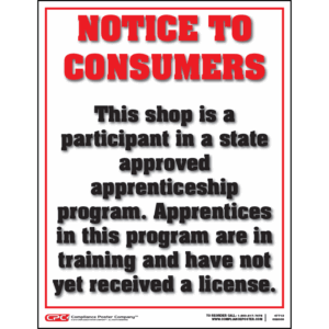 Washington State Apprenticeship Salon Shop Notice to Consumers