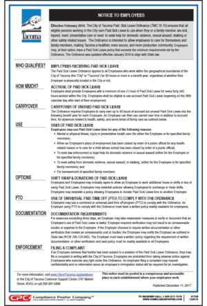 Tacoma Paid Sick Leave Poster
