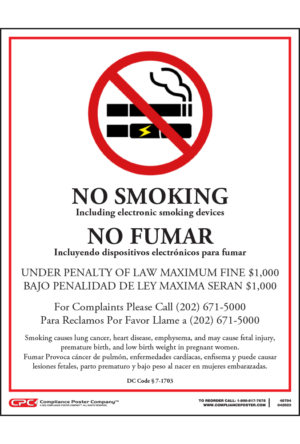 District of Columbia No Smoking Poster