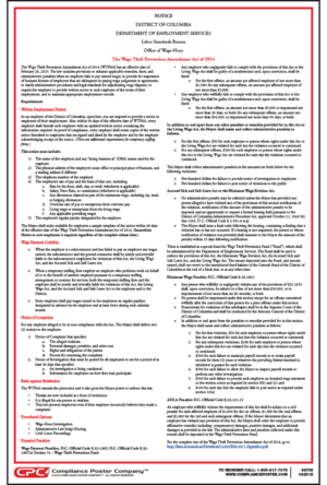 District of Columbia Notice of Wage Theft Prevention Amendment Act