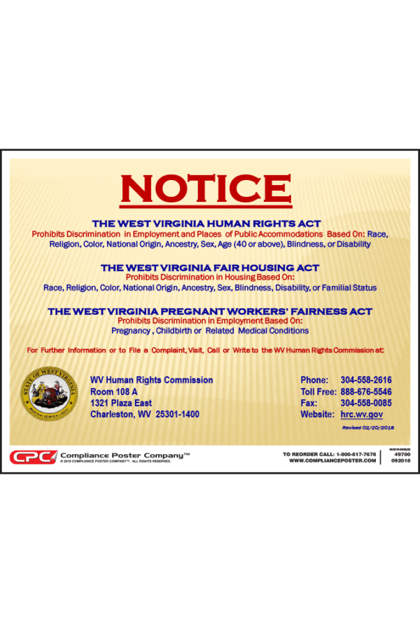 West Virginia Human Rights Act Poster