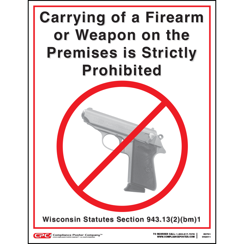 Wisconsin No Firearms Poster