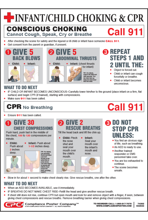 Infant Child Choke Saving CPR Poster