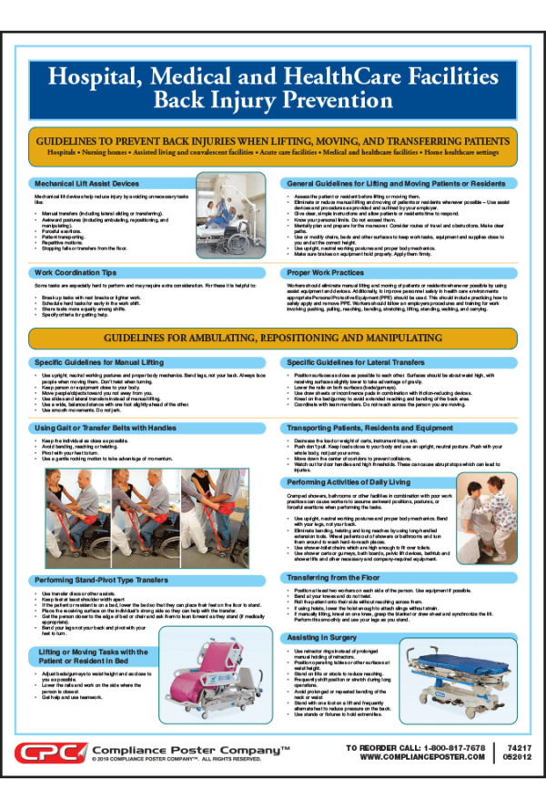 Back Injury Prevention in Healthcare Settings poster