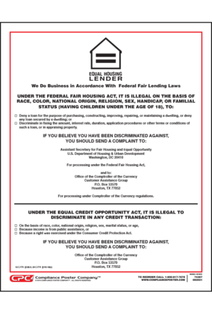 Federal Equal Housing Lender Poster - OCC Banks