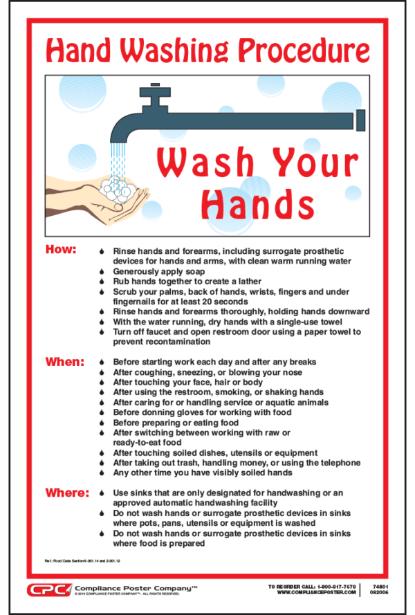 Hand Washing Procedures Poster