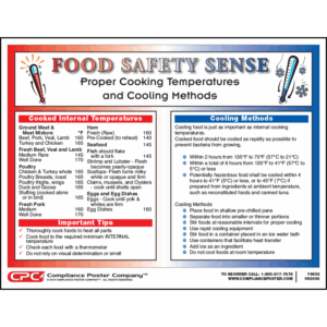 Food Safety Sense Proper Cooking Cooling Methods Poster