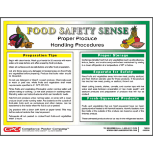 Food Safety Sense Proper Produce Handling Procedures Poster