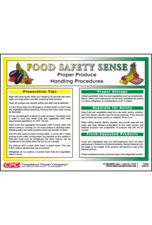 Food Safety Sense Proper Produce Handling Procedures Poster