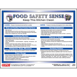 Food Safety Sense Keep Kitchen Clean Poster