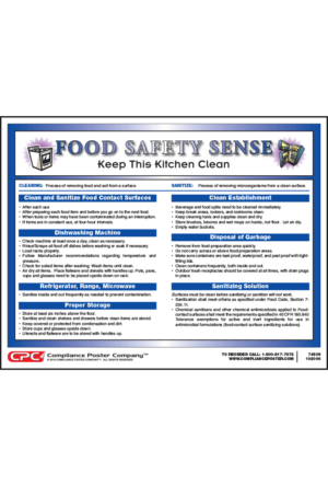 Food Safety Sense Keep Kitchen Clean Poster