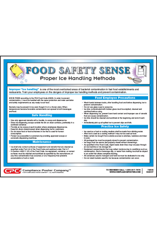 Food Safety Sense Proper Ice Handling Poster