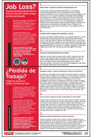 Cobra Continuation Coverage "Job Loss" Bilingual Poster