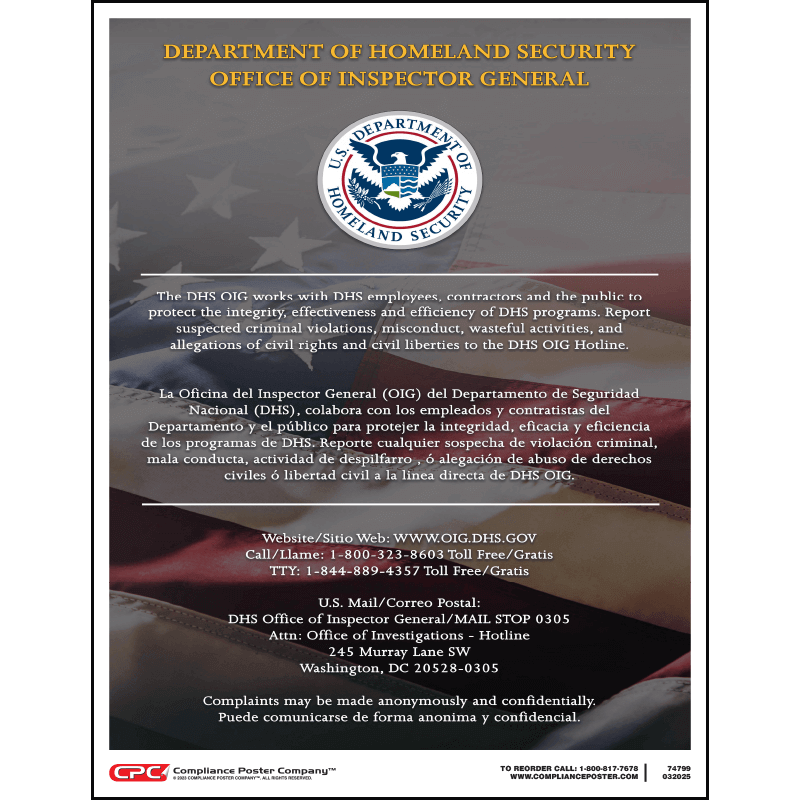 DHS OIG Hotline Poster