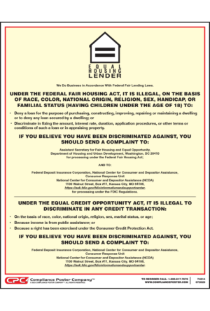 Equal Housing Lender Poster