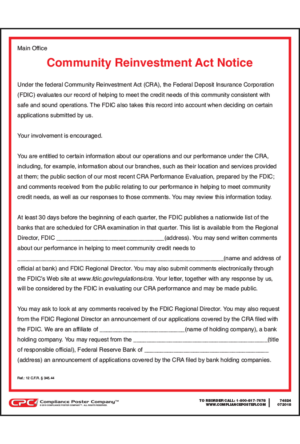 Community Reinvestment Act Notice for Main Offices