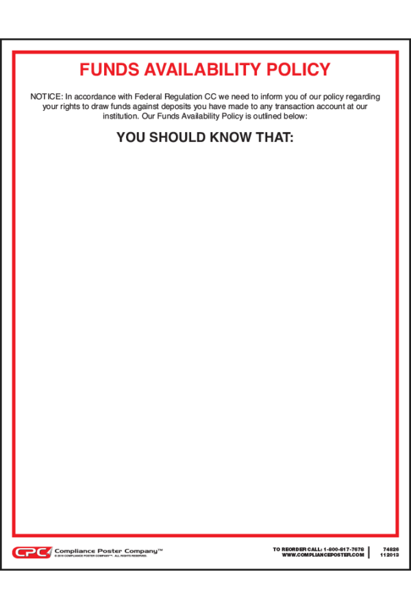Funds Availability Policy Notice