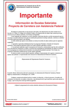 US DOT Federal-aid Highway Construction Wage Rate Poster