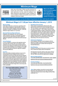 2019 Maine Minimum Wage Poster - Peel 'N Post for Mobile Poster Pak