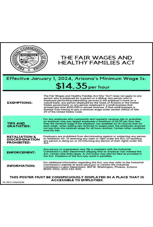 2019 Arizona Minimum Wage Peel 'N Post