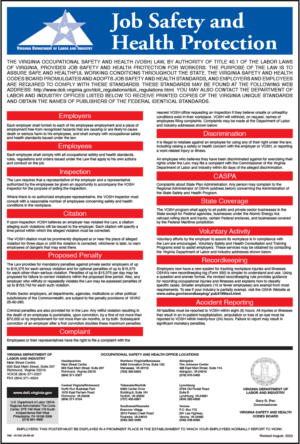 2019 Virginia Job Safety and Health Protection Poster Peel 'N Post