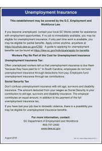 2018 South Carolina Unemployment Insurance Poster Peel 'N Post - Mobile Poster Pak