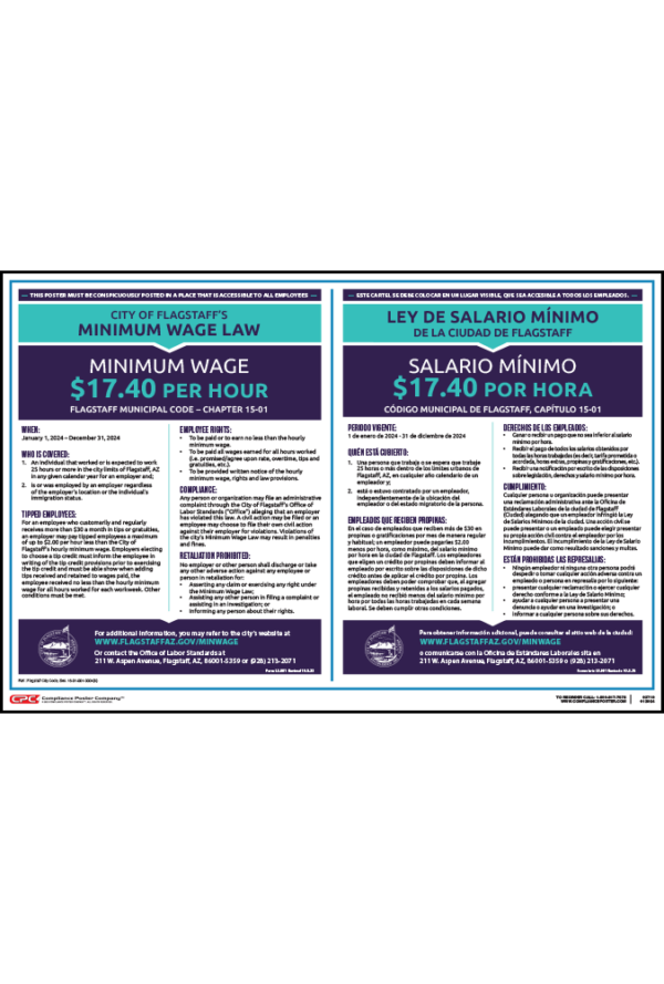 2021 Flagstaff Minimum Wage Poster - Bilingual