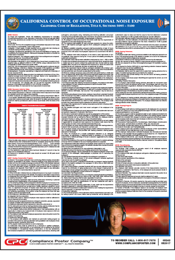California Control of Occupational Noise Exposure