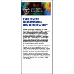 California Employment Discrimination Based on Disability Pamphlet