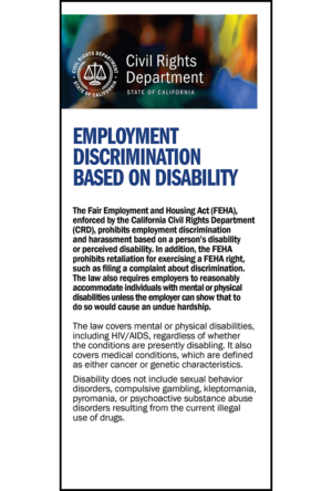California Employment Discrimination Based on Disability Pamphlet