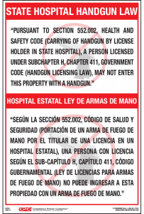 Texas Bilingual State Hospital Handgun Poster