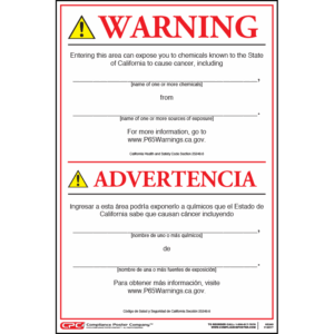 Prop 65 Environmental Exposure Warning Sign