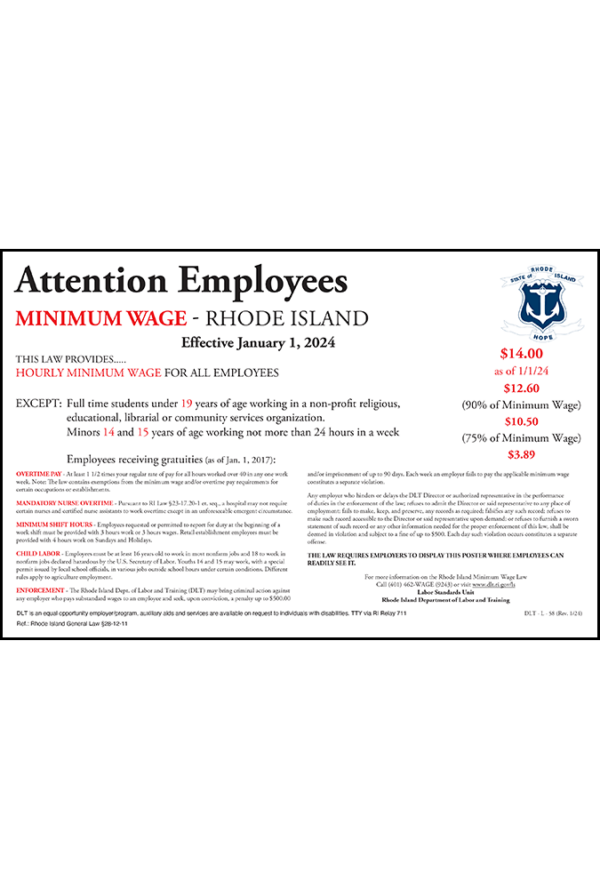 2018 Rhode Island Minimum Wage Peel 'N Post