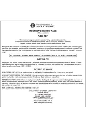 2021 Montana Minimum Wage