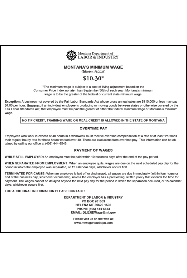 2021 Montana Minimum Wage