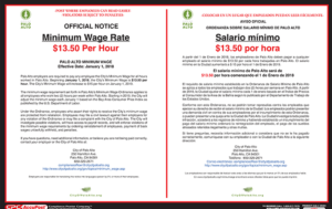 Palo Alto 2018 Minimum Wage Poster