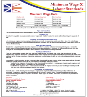 Newfoundland & Labrador 2018 Minimum Wage Peel 'N Post
