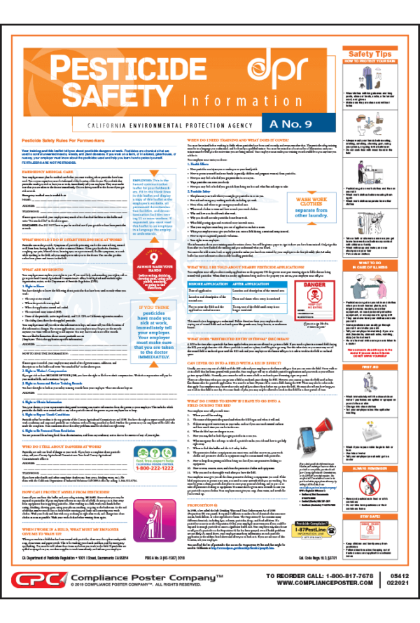 California Pesticide Safety Poster - Farmworkers