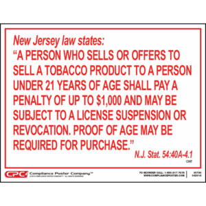 New Jersey Tobacco Proof of Age Poster