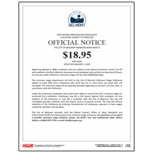 Belmont, CA Minimum Wage Poster