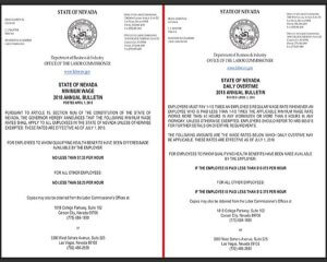 2018 Nevada Minimum Wage and Daily Overtime Bulletins