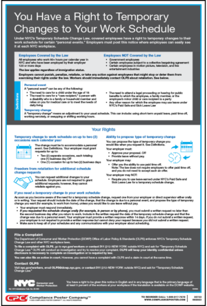New York City Temporary Schedule Change Poster