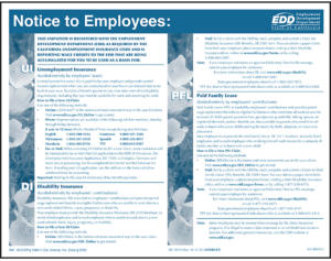 California UI DI PFL Notice to Employees