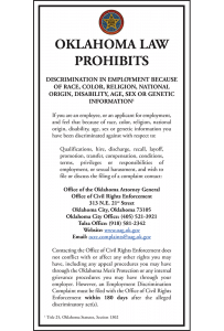 Oklahoma Law Prohibits Discrimination Poster Peel 'N Post