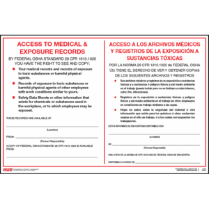 Access To Medical and Exposure Records Poster - Bilingual