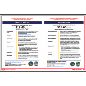 Redwood City, CA Minimum Wage Poster