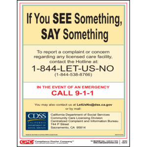 California Residential Care Facilities for the Elderly Complaint Poster