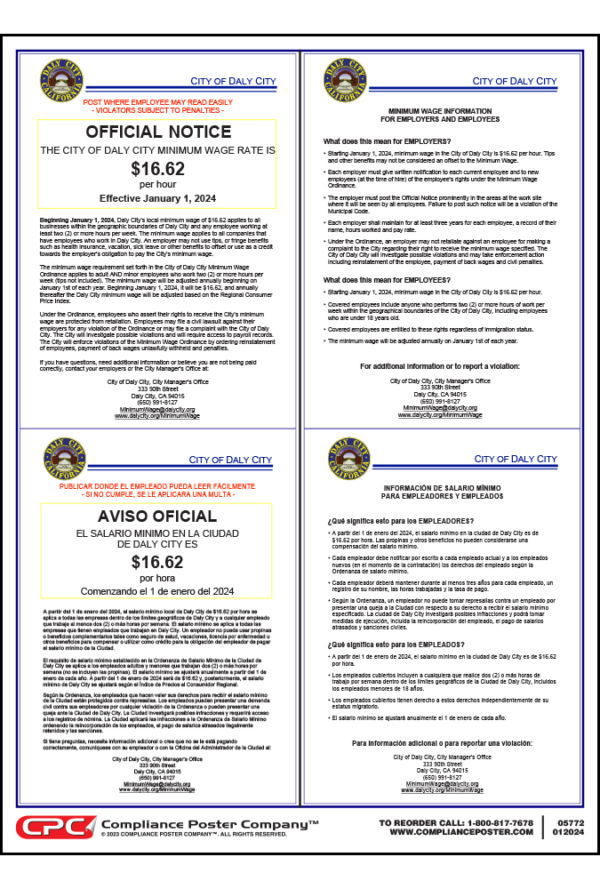 Daly City Minimum Wage Poster