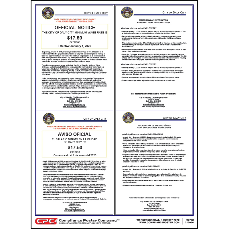 Daly City Minimum Wage Poster