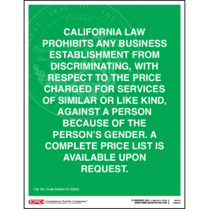 California Prevention of Gender-Based Discrimination Poster